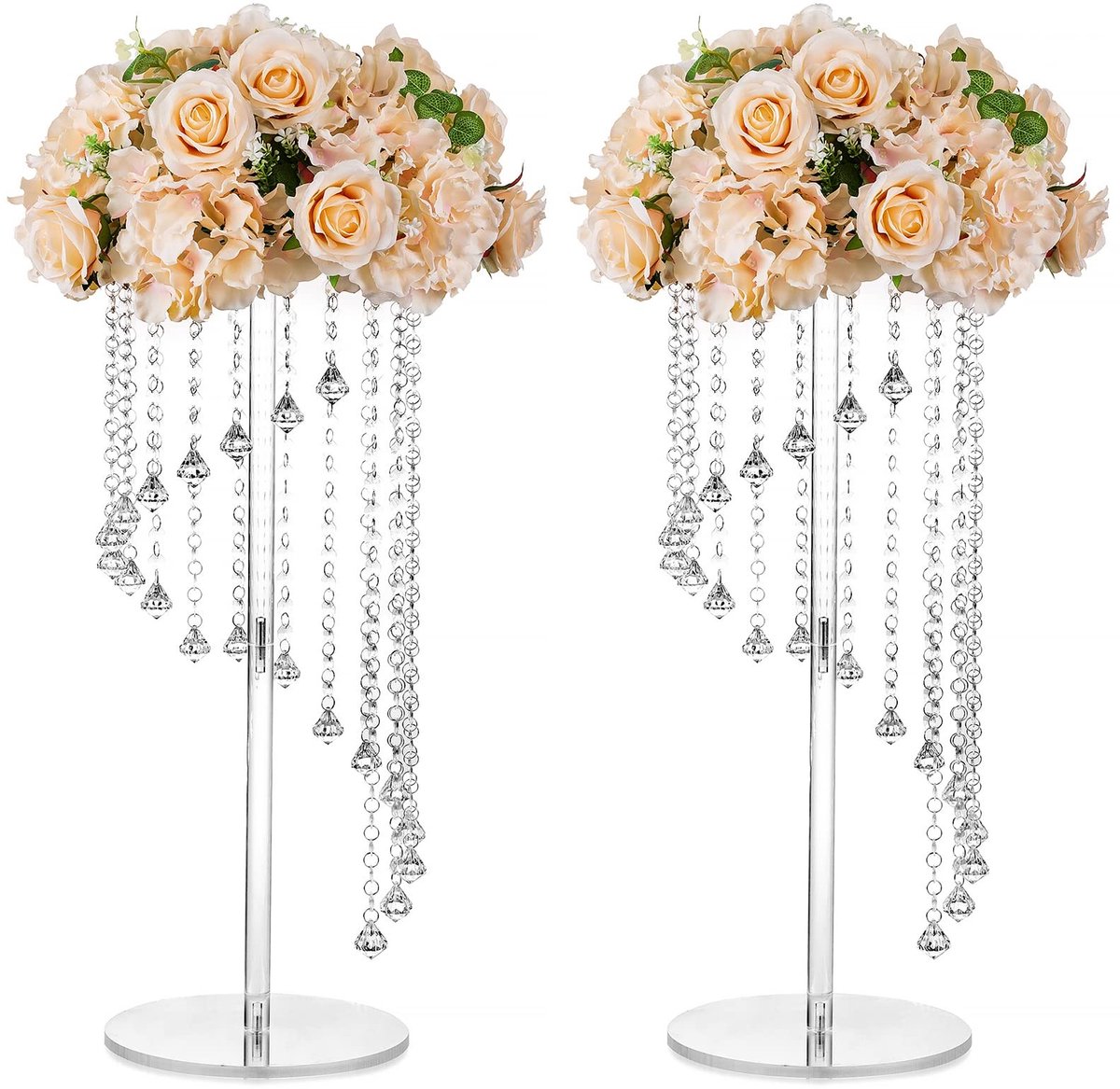 Dailygoods - Nuptio Bloemenvazen Bruiloft Centerpieces 2 Stukken 60cm Hoge Acryl Vaas Staat voor Kristal Centerpiece Tabel Decoraties - Geometrische Bloemen Staat voor Partij Bruiloften Verjaardag Huisdecor