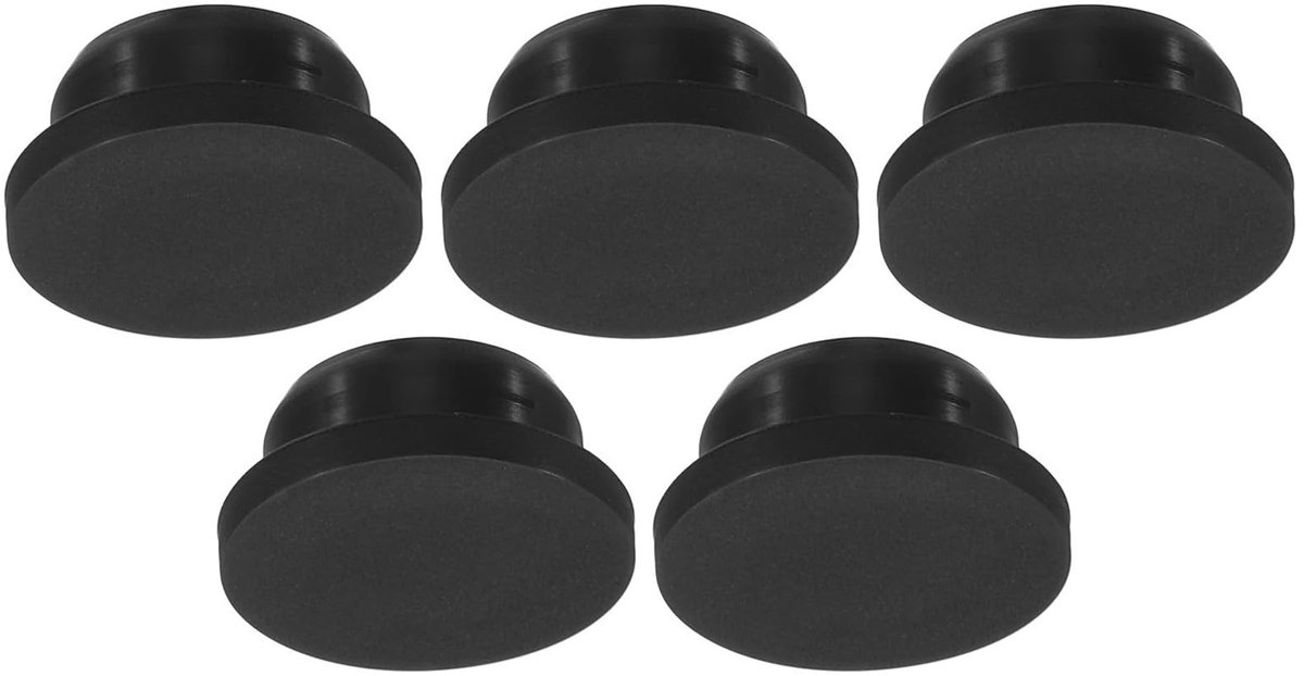 Dailygoods- Gatplug 24mm - Zachte Flexibele Stopper - 5 Stuks - Geschikt voor 23mm Gat - Zwart - Siliconen Rubber