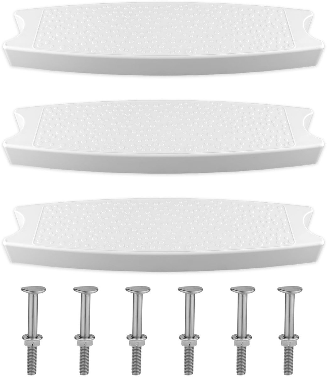 Dailygoods- Zwembadladdertreden Zwaar Uitgevoerd - Vervangingsset 3 Stuks - Inclusief 6 Schroeven - Polypropyleen Plastic - Afmeting 50 x 12,5 cm - Geschikt voor In-Grond en Bovengrondse Ladders - Zwembadtrap