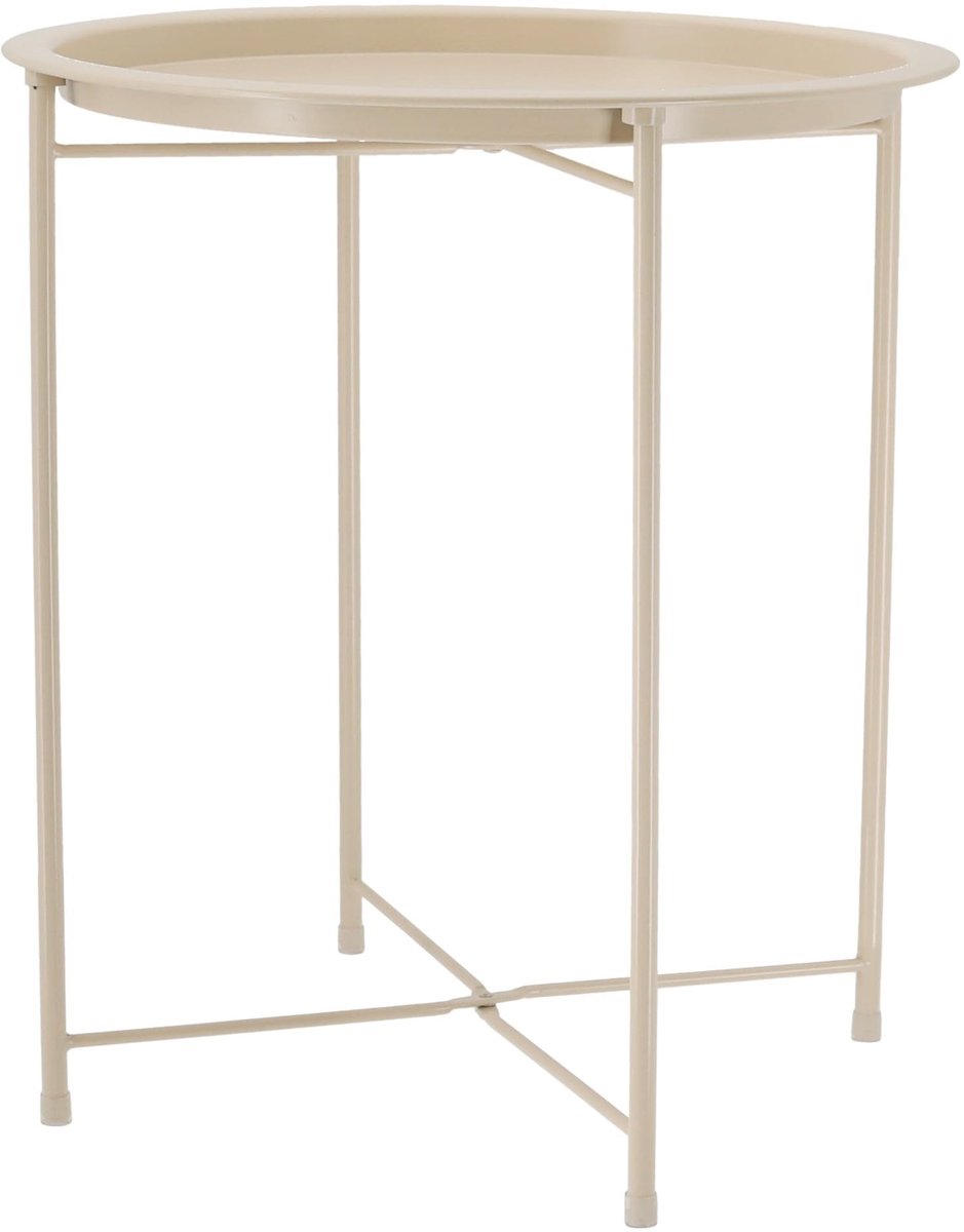 Dailygoods - Bijzettafel Metalen Tafel Beige Rond 37x42 cm