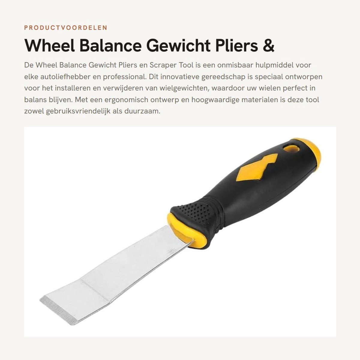 Dailygoods- Balansgewicht Tool - Balansgewicht Verwijderaar/Installer - Balansschraper - Chrome Vanadium Staal - Handvat met Kunststof Coating - Lengte 22.5cm - Wielbalancer
