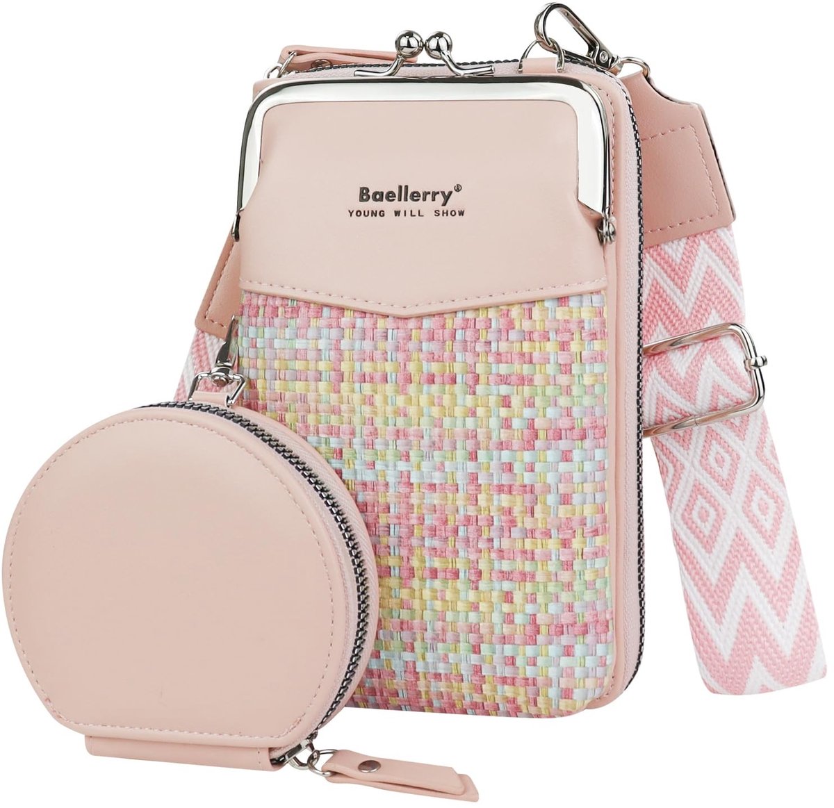 Dailygoods - Andiker Schoudertas voor dames, kleine crossbody tas van PU-leer met vak voor mobiele telefoon, afneembare portemonnee en afneembare, verstelbare brede schouderriem