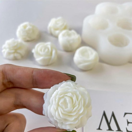 Mallen silicone rozen anjer pioen vormen gieten mallen, 3D roos mini bloem kaars mallen voor zeep chocolade aromatherapie DIY decoratie — afbeelding 5