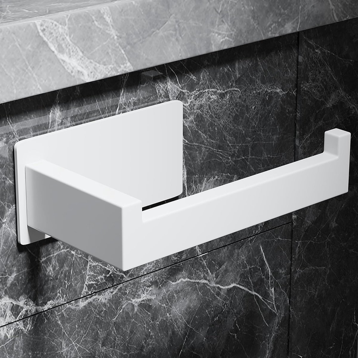 Toiletrolhouder, wandmontage, premium 304 roestvrijstalen toiletpapierhouder, zelfklevend, voor badkamer en keuken, sterke hechting en waterdicht, wit