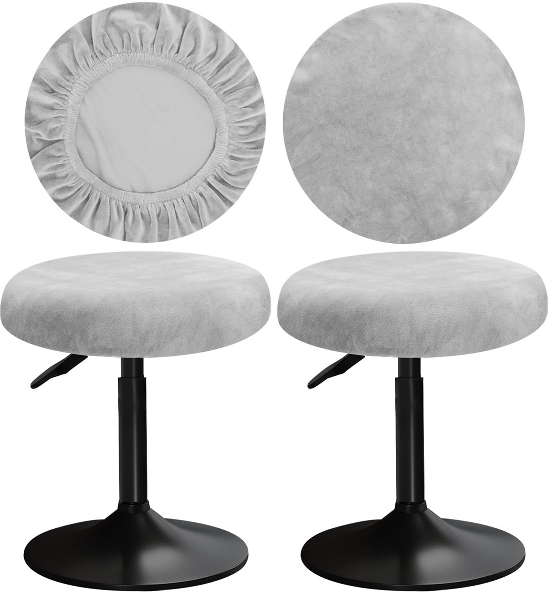 Stoelhoes 30-40 cm barkrukhoes Zeer zacht, elastisch en eenvoudig te installeren Kreukvrij, wasbaar, stofbestendig Geschikt voor ronde en vierkante krukken (2, Licht Grijs)
