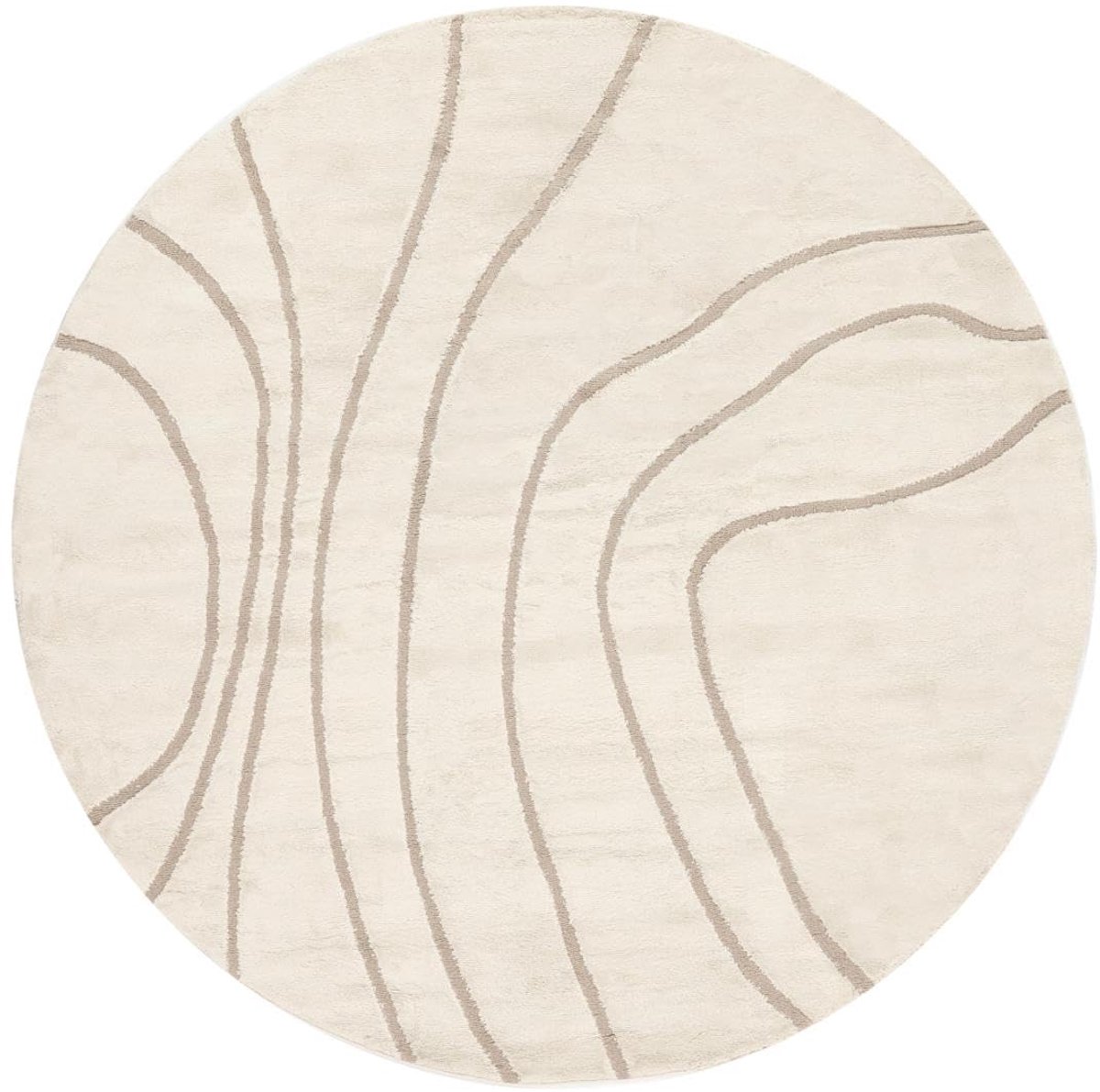 Vloerkleed, Moderne, Ø 240 cm, Rond, Middelpolig, Woonkamer, Slaapkamer, Alleen chemisch reinigen, oeko_tex_100, Crème wit/Beige