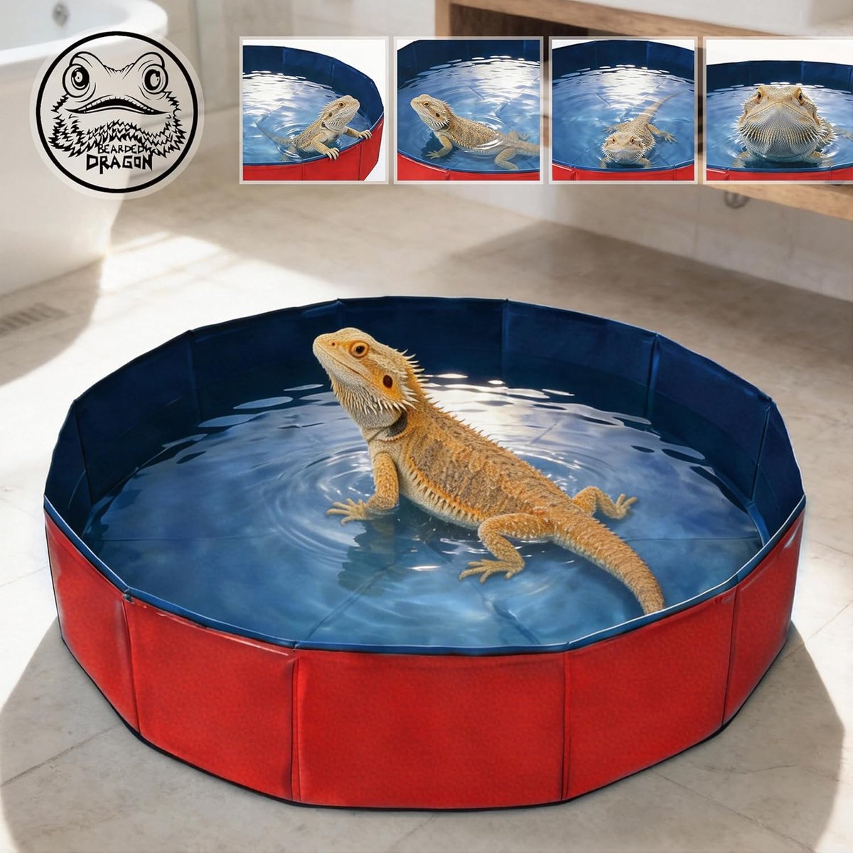 Opvouwbaar Huisdierbad - Voor Grote & Kleine Honden - Katten - Baardagamen - Kamperen - Groenten Wassen - Kleine Dieren - Rood - 60x20cm