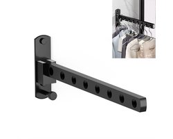 Droogrek - Kledingrek - Wasrek - Kledingroede - Kledingstang - Wanddroogrek - Droogrek muur - Hangdroogrek - Wasrek hangend - Wasrek muur - Wandkapstok - Inklapbaar - 8 holes - zwart