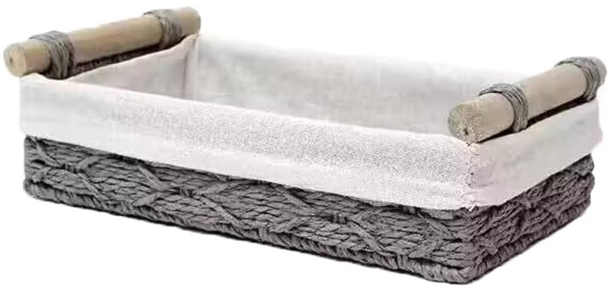 Manden, 1 stuk, handgeweven, vierkante gevlochten organizer met voering, decoratieve manden, opbergmand voor rek en bureaus, laden, tafelbladen, badkamer, 25 x 15 x 8,1 cm (3#)