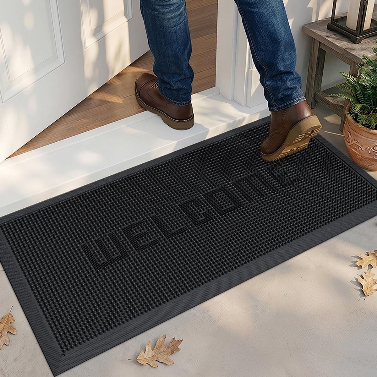 Buitenvloermat 43x90cm, Antislip en Waterdicht, Ideaal voor Voordeur, Gang en Entree, Zwar