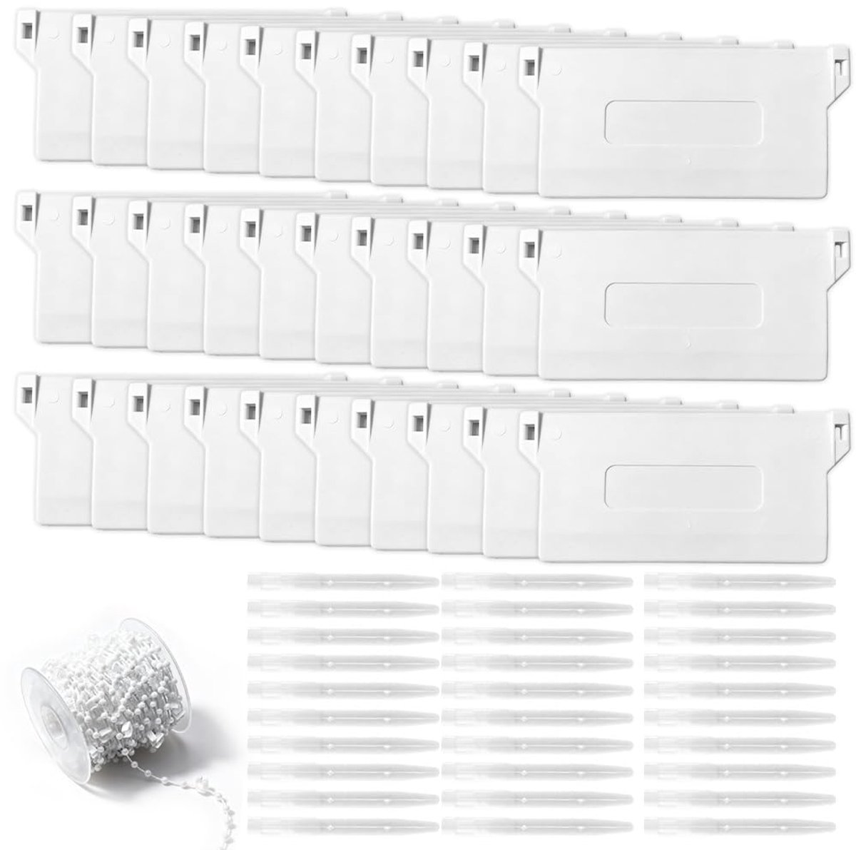 30 stuks verzwaringsplaatjes voor lamellengordijnen met 10 m witte rolgordijnketting & kettingverbindingen, reserveonderdelen voor verticale jaloezieën, lamellengewichten voor gordijnen, deuren, ramen