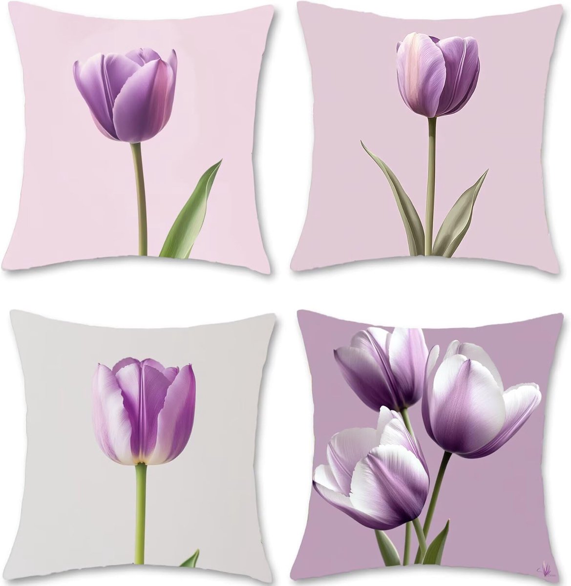 50 x 50 cm, paars, set van 4 outdoor kussens, bankkussens, linnen, hoofdkussen, kussenhoezen, bloemen, kussenhoezen, dubbelzijdig bedrukt, kussenhoes voor decoratie, woonkamer, slaapkamer