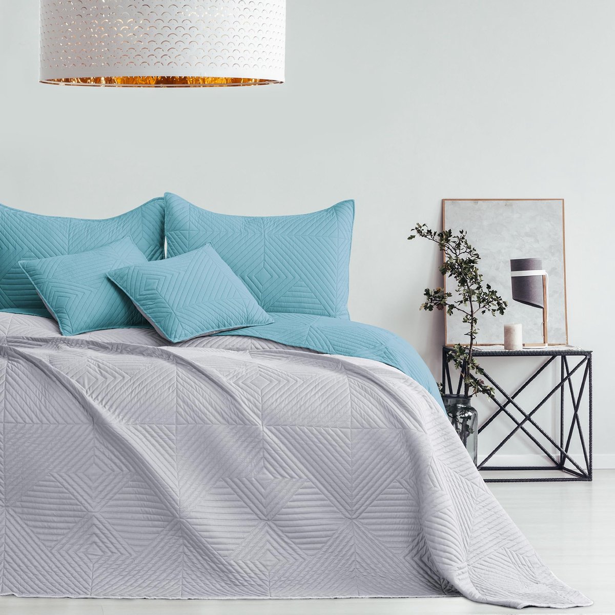 blauw grijs 170x270 bedsprei tweezijdig ultrasonic quilten polyester Softa