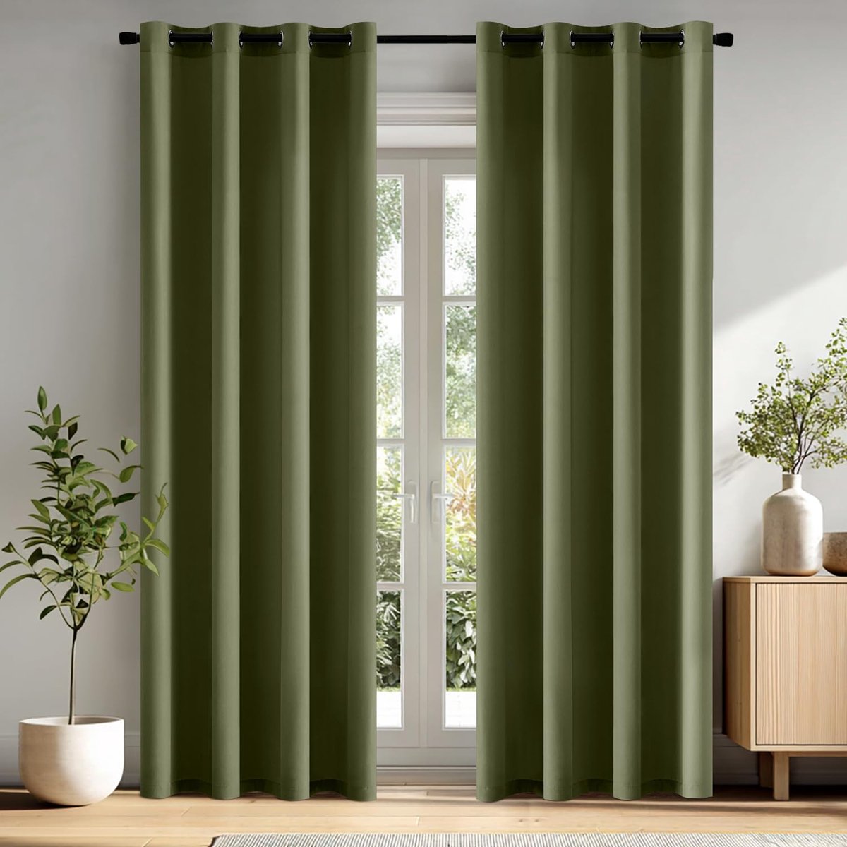 Gordijnen voor binnen, transparante gordijnen voor slaapkamer, raam, modern, 2 panelen, 140 x 225 cm, matcha-groen