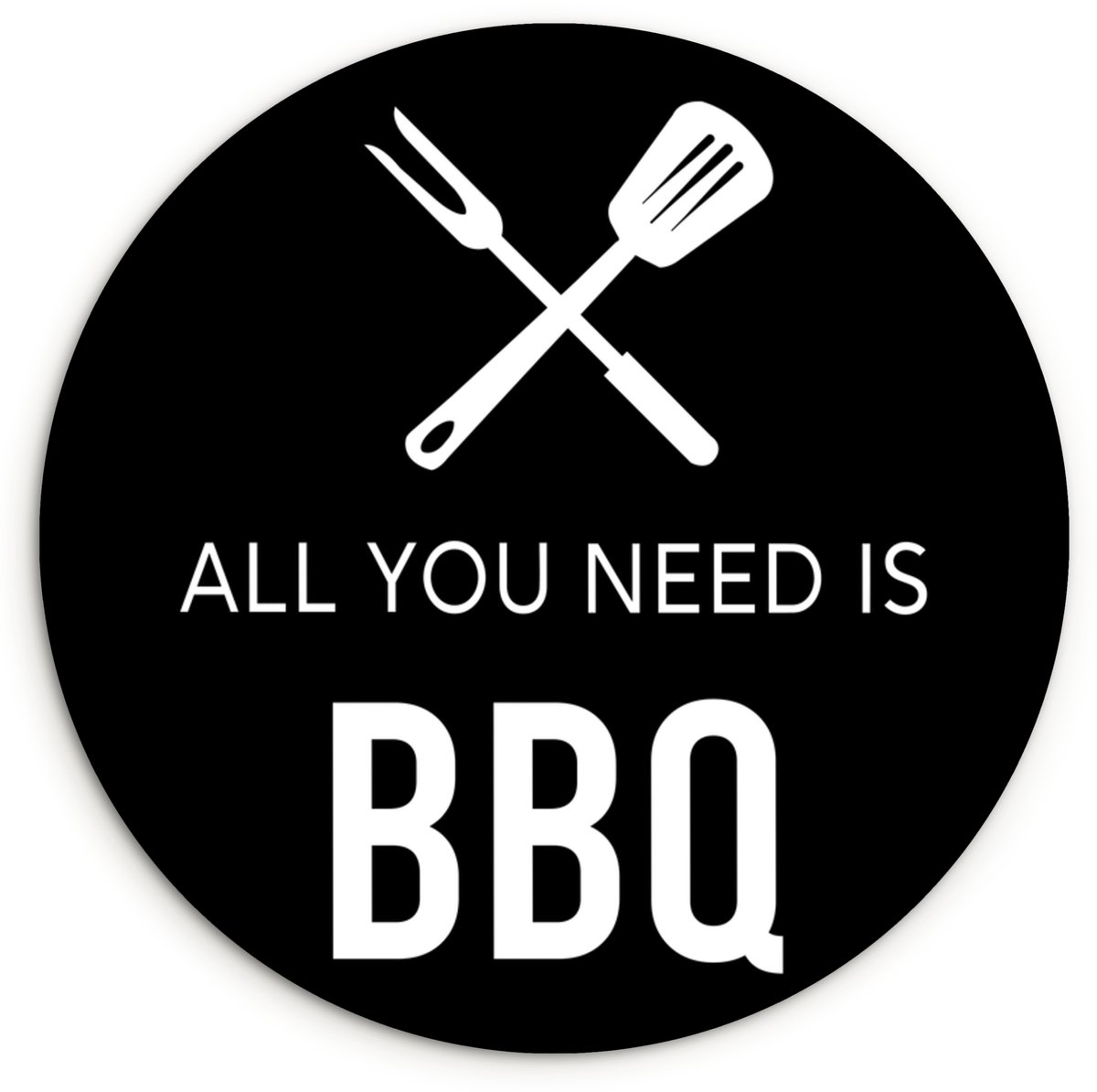 WallCircle® Wandcirkel 140x140 cm - Muurcirkel Quotes - 'All you need is BBQ' - Spreuken -
