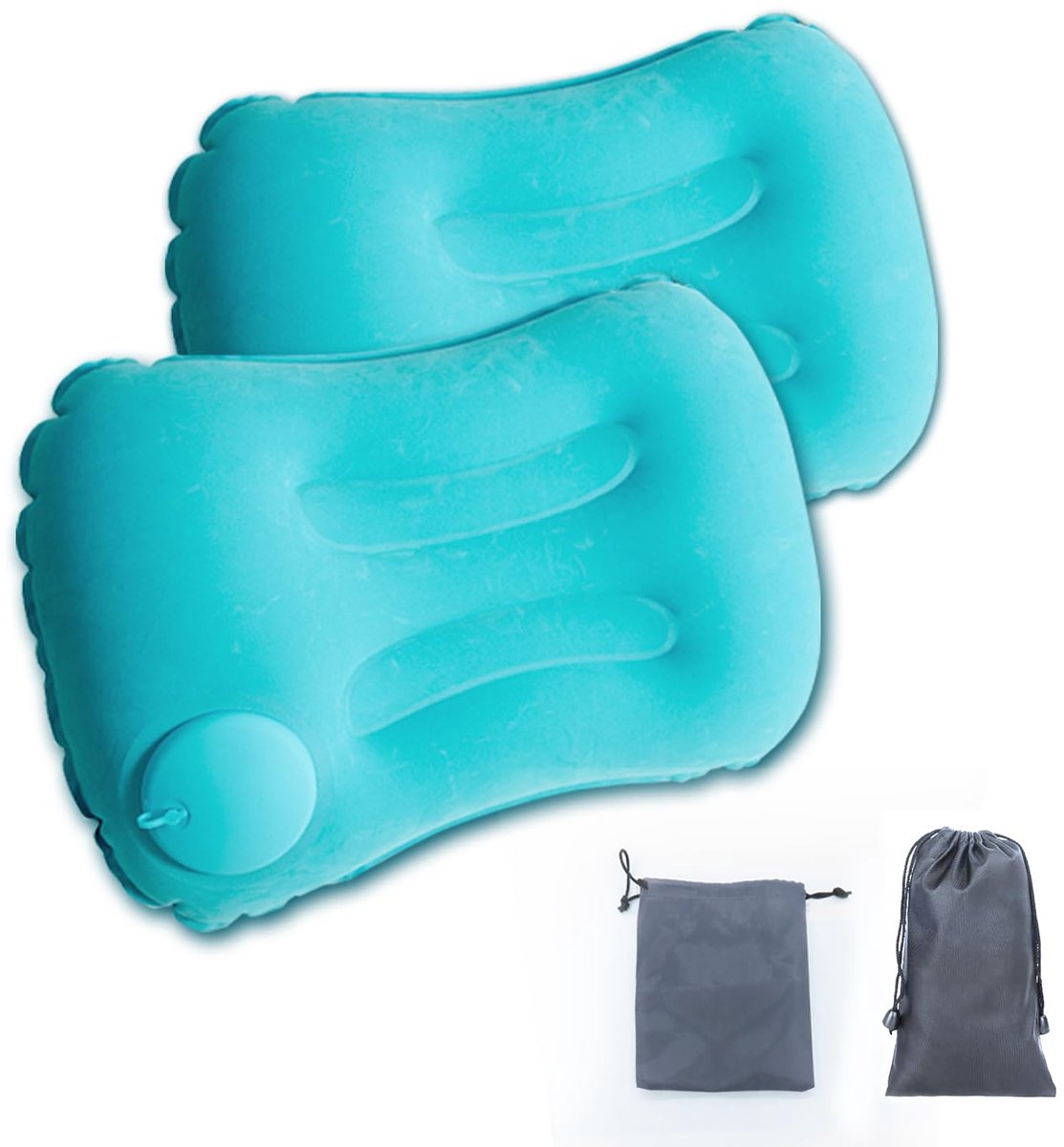 5 stuks opblaasbaar campingkussen, ultralicht reiskussen, opblaasbaar met opbergtas, lichaamscurve-design, geschikt voor strand, camping, wandelen, trekking