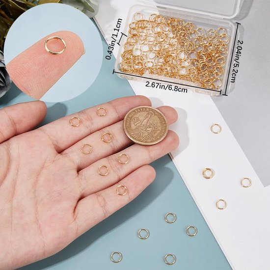 Springringen 18K Goud Geplateerd 304 Roestvrij Staal 6mm Open Springringen Split Ronde Ringen voor DIY Armband Halsketting Sleutelhangers Ambachten Sieraden — afbeelding 2