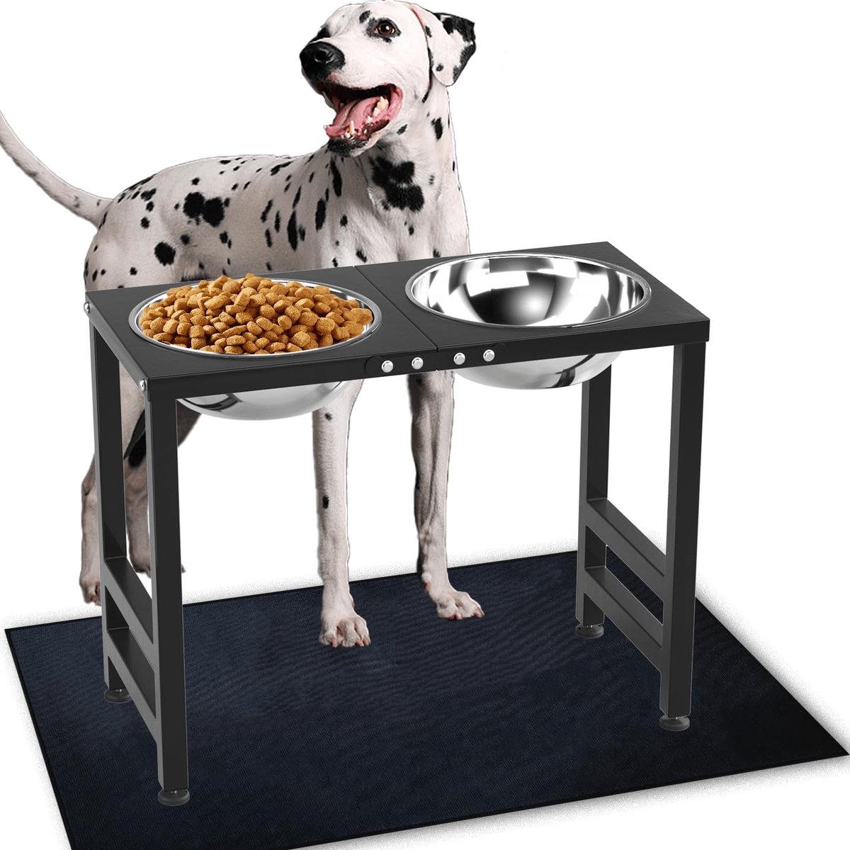 Metalen verhoogde hondenkommen voor grote en extra grote honden Verhoogde hondenkommen standaard met sprill-proof mat en 3000ml hondenkommen, 43cm/17in hoge hondenvoer en water feeder