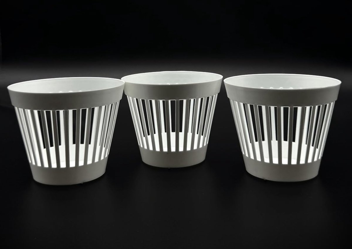 Plantenpot met sleuven 13 cm wit