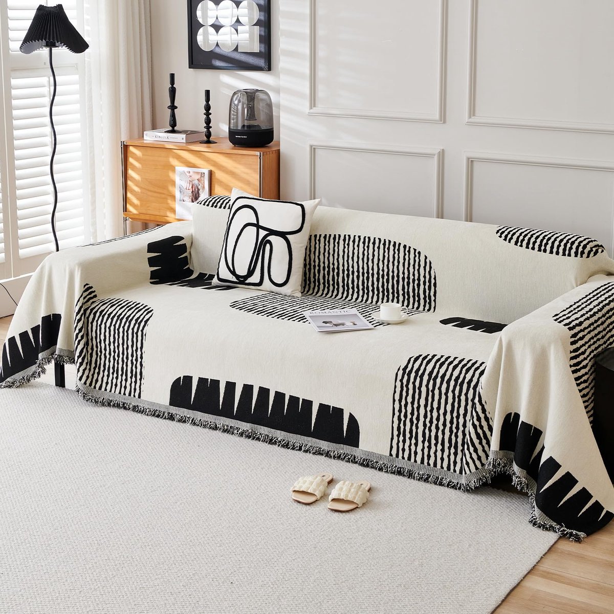 deken zachte plaids voor banken wasbare deken voor bed settees fauteuils, woonkamer 180 x 300 cm-zwart