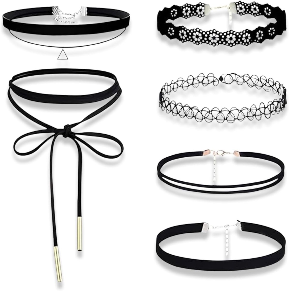 Set van 6 choker kettingen voor dames – hoogwaardig, lichtgewicht en comfortabel voor feesten, dates en dagelijks gebruik