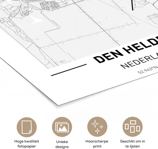 Affiche Plan de la ville Den Helder - 80x120 cm