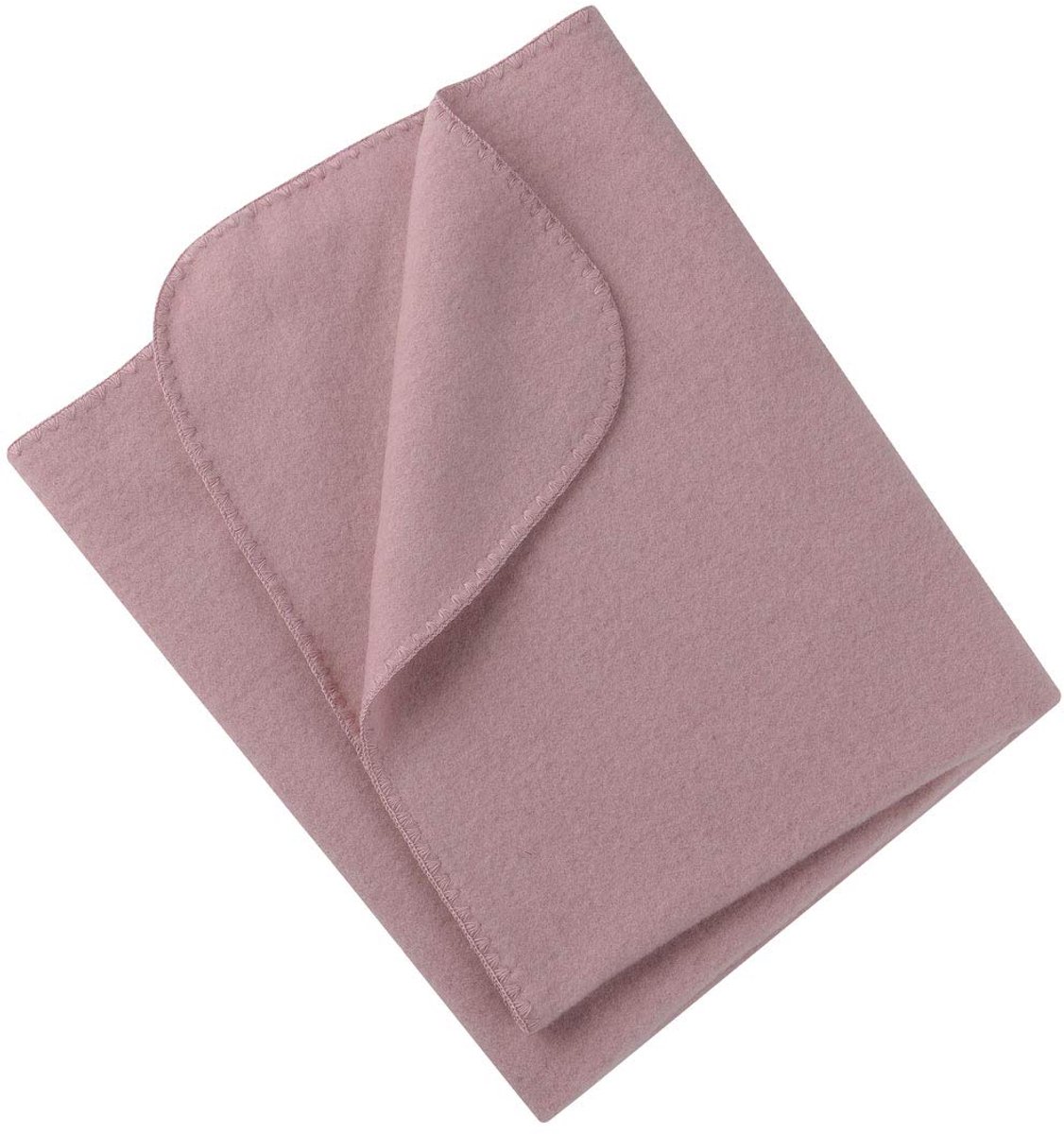 Natur, babyfleece deken met schelpenrand, 100% wol (gecontroleerde biologische teelt) (80 x 100 cm, Rosewood Melange)