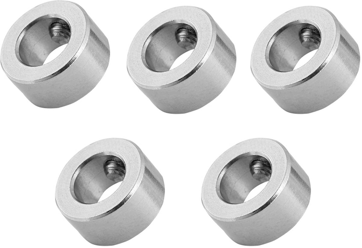 5 stuks slotkraag 8 mm asvergrendelingskraag, T8 loodschroef borgring loodschroef vernikkelde ring roestvrij staal materiaal isolatie voor 3D-printer CNC-onderdelen (8 mm zilver)