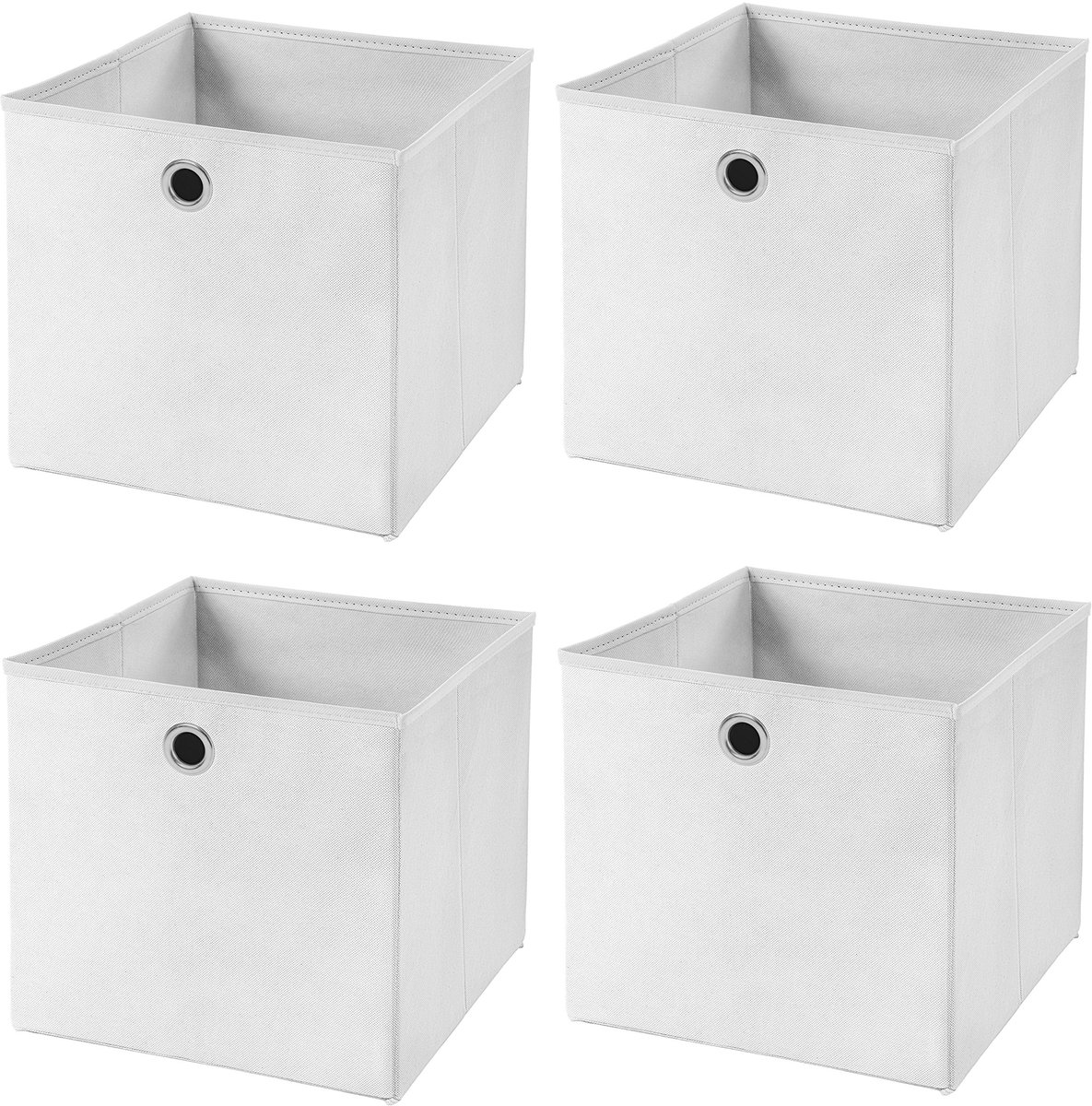 Set van 4 witte vouwdoos, 28 x 28 x 28 cm, opvouwbare opbergbox