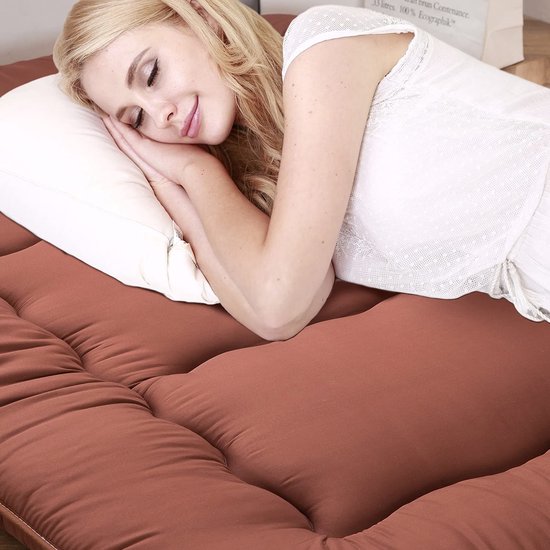 Japanse Vloermatras - Futon Matras - Comfortabel Slapen - Extra Dik Met Geheugenschuim - 90x190 cm - Koffie — afbeelding 4