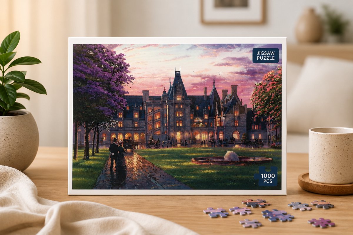 Jigsaw Puzzel - 1000 pcs - Thomas Kinkade - Elegant Evening at Biltmore