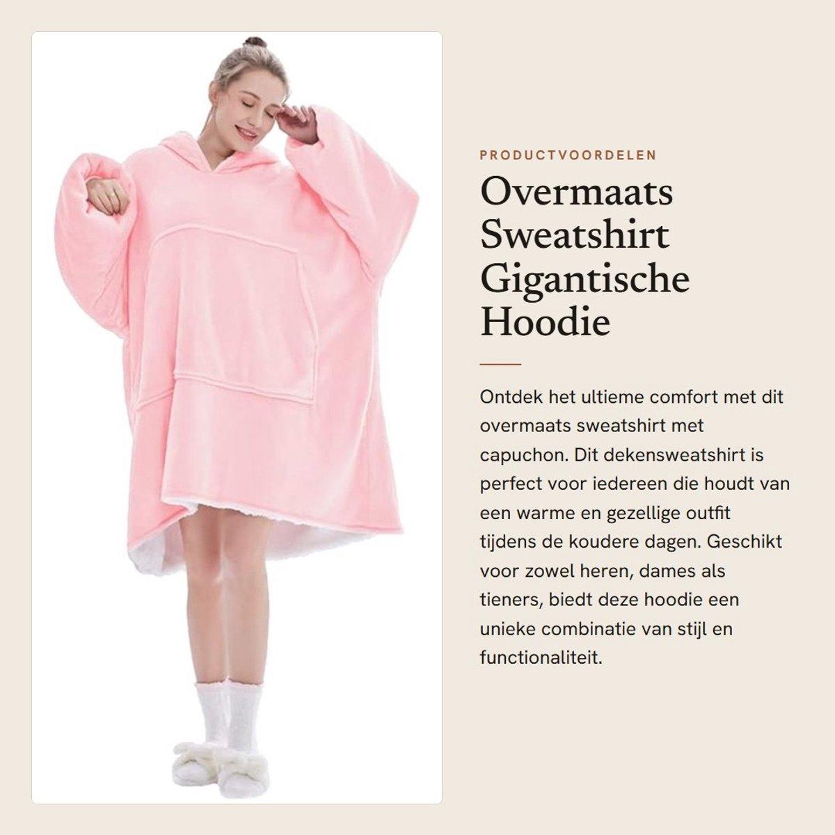 Dailygoods- Sweatshirt met capuchon - Overmaats Hoodie - Superzacht en warm - Geschikt voor volwassenen - Voor outdooractiviteiten - Bescherming tegen kou en wind - Balaclava