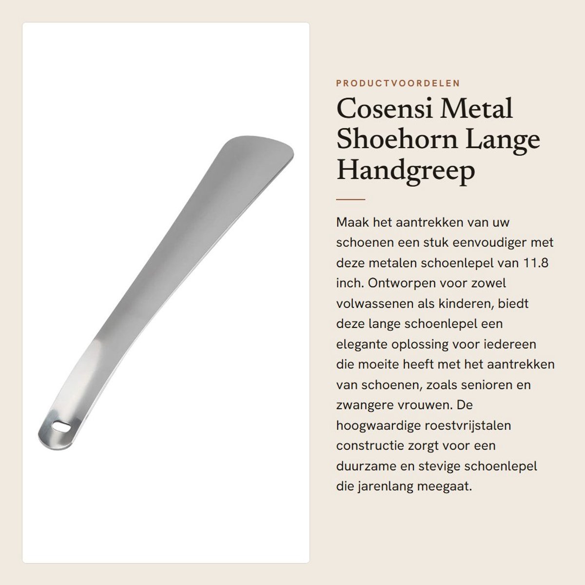 Dailygoods- Schoenlepel Lang - Roestvrij Staal - Antislip Handvat - Comfortabele Pasvorm - Duurzaam Ontwerp - Ideaal voor Senioren/Kids - Schoenhulp