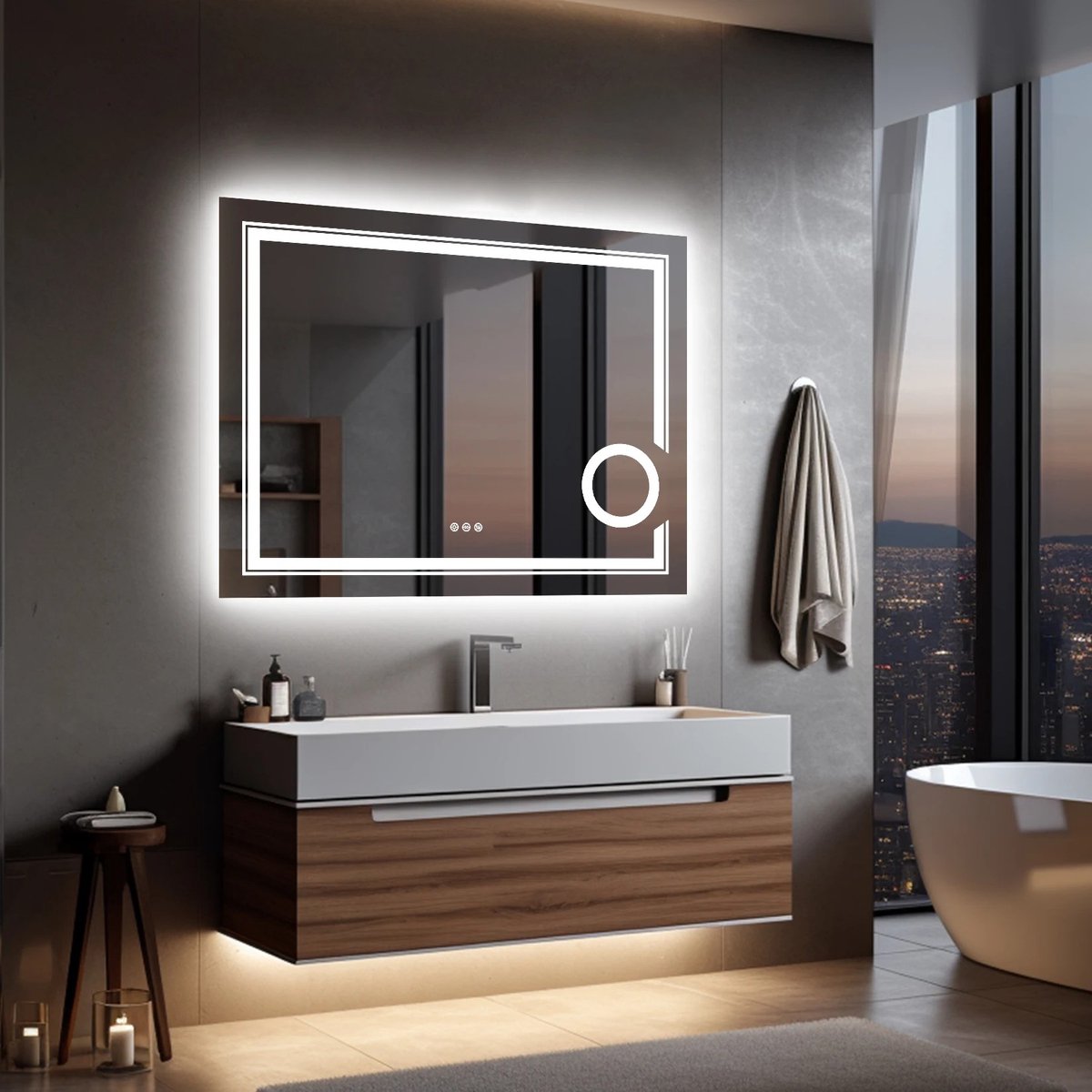 Dailygoods LED-spiegel Badkamer Wandgemonteerde vergrotende spiegel voor wasruimte Toilet Douche Vanity Make-up S
