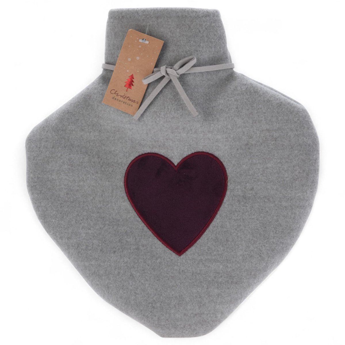 Dailygoods- Warmwaterkruik 0,85 l met gebreide hoes - Hartvorm - Hartmotief - 100% polyester - 26 x 22 cm - Weldadige warmte - Warmwaterfles