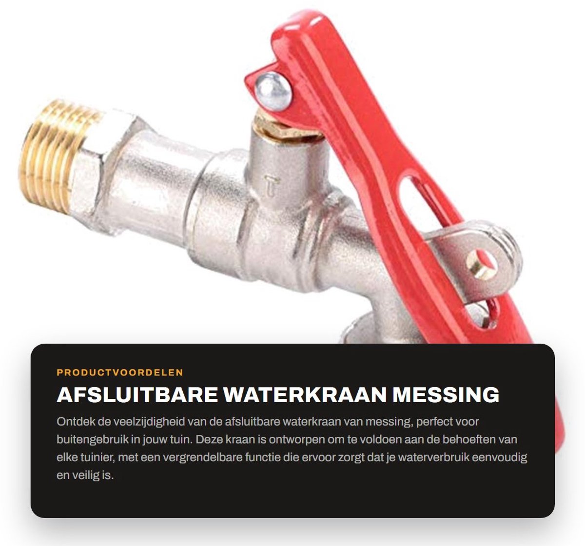 Dailygoods- Waterkraan Afsluitbaar - Messing - 1/2 Inch Schroefdraad - Buiten - Tuin - Vergrendelbaar - Tuinkraan