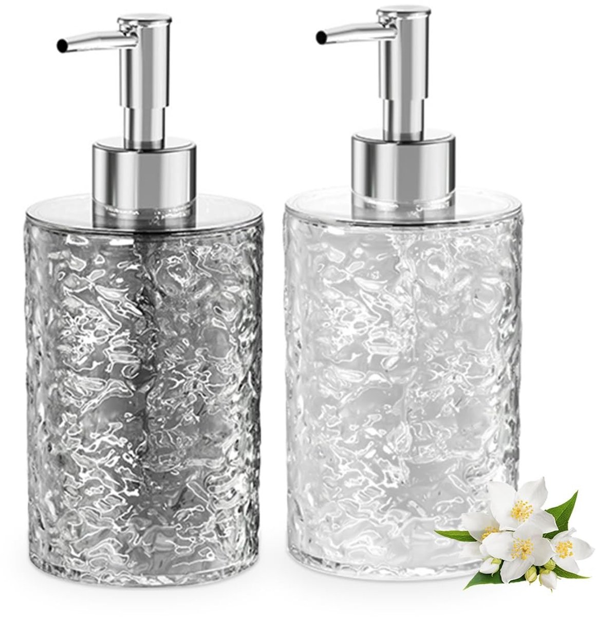 Dailygoods- Zeepdispenser 400 ml - Set van 2 - Plastic - Geschikt voor keuken/badkamer - Anticorrosie - Modern ontwerp - Pompfles