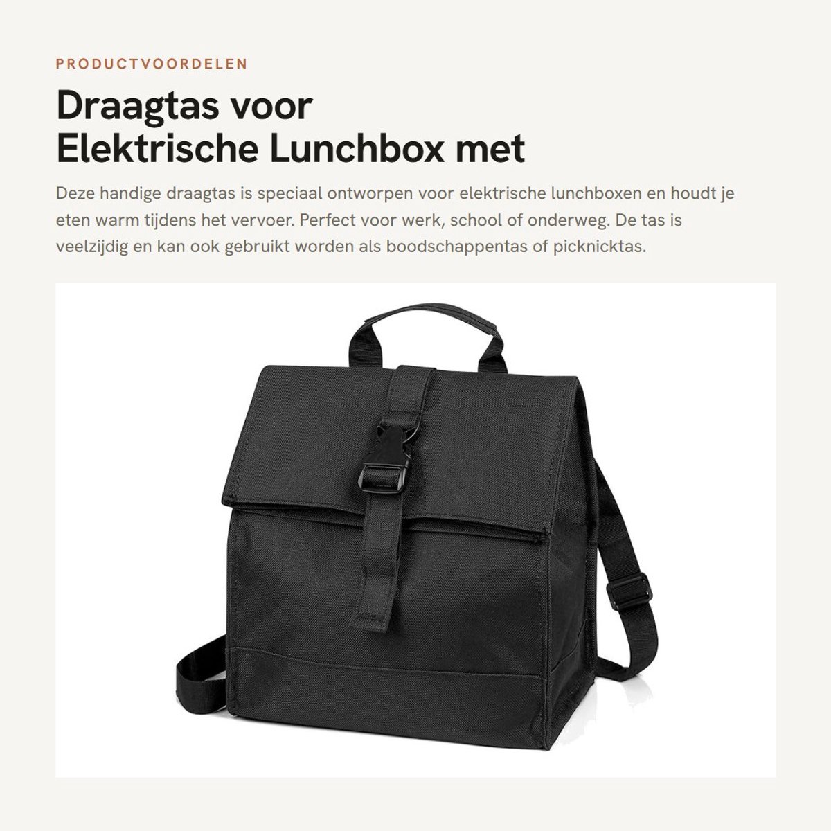 Dailygoods - Draagtas voor Elektrische Lunchbox met Verwarming
