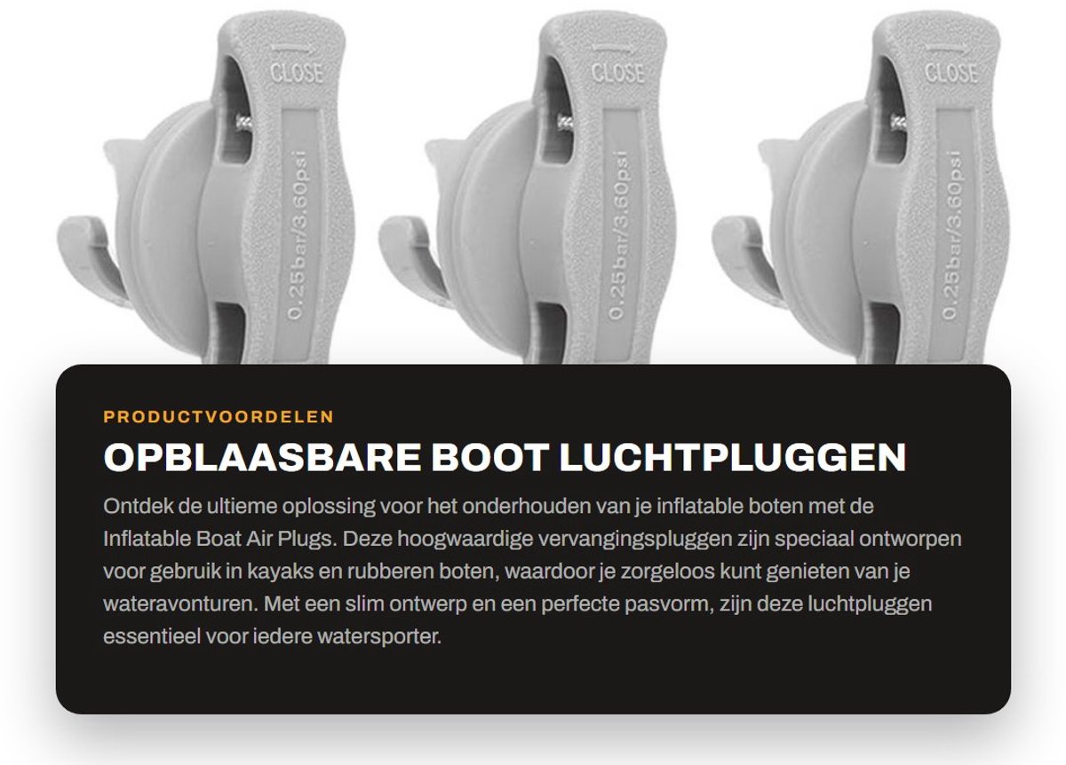 Dailygoods- Luchtplug 3 Stuks - Professionele Opblaasbare Bootklep - Lekvrije PVC Vervangingsplug - Geschikt voor Kajak/Surfplank - Afmetingen 5x3,5cm - Bootventiel