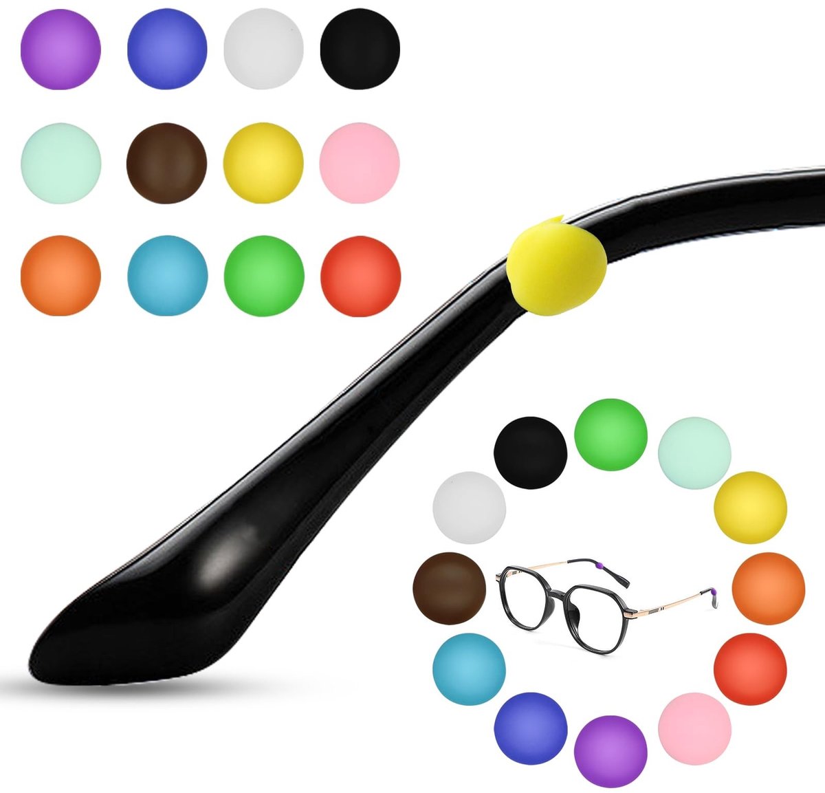 Dailygoods- Brillen Oorkussens Antislip - 12 Paar Siliconen Haken - Lichtgewicht en Comfortabel - Geschikt voor Sport en Dagelijks Gebruik - Chocoladebonenontwerp - Brilaccessoires