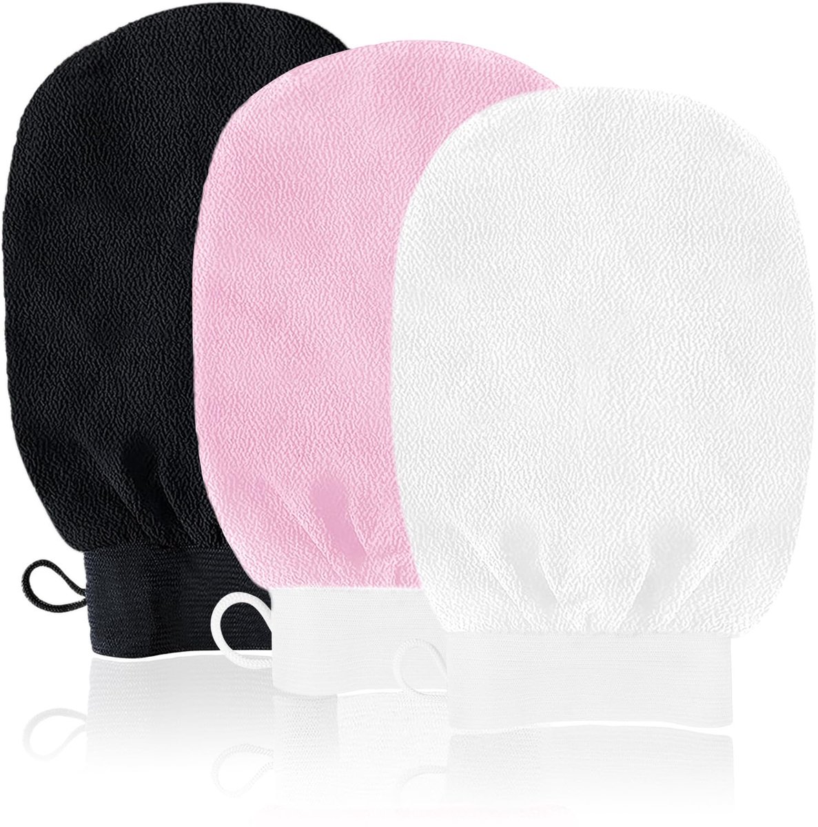 Peeling handschoenen, 3 Stuks Tweezijdig Diepe Exfoliator Douchehandschoen, Body Scrub Exfoliërende Wanten Badhandschoenen Remover Reinigingshandschoenen voor Douche, Spa, ,Massage, Ingegroeide