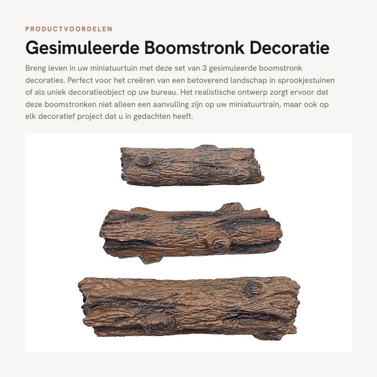 Dailygoods- Boomstronk Decoratie - 3 Stuks Kunstmatige Boomstronk - Miniatuur Tuinfiguren - Realistisch Ontwerp - Perfect Cadeau voor Miniatuurliefhebbers - Miniatuurdécoratie
