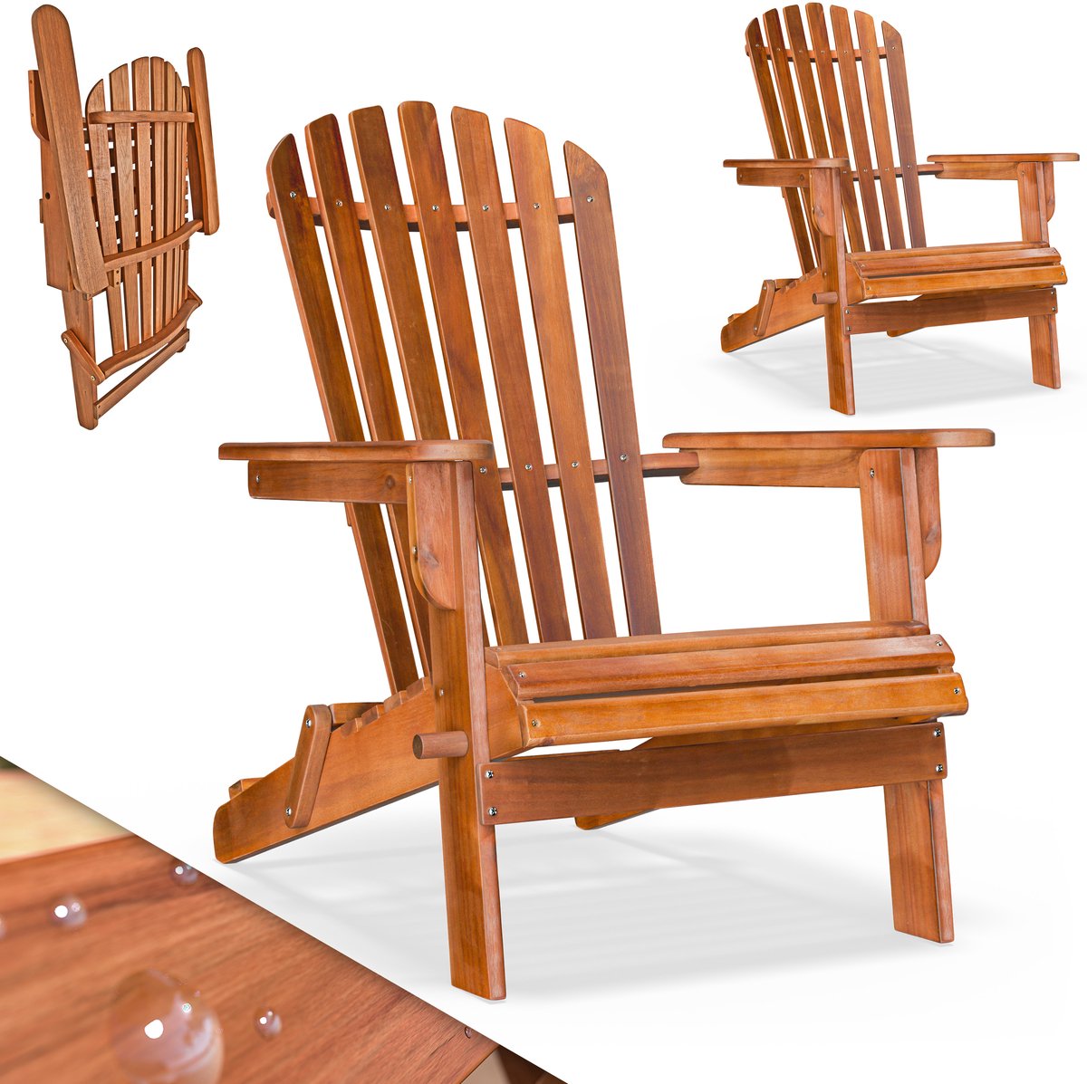 Casaria Adirondack Tuinstoel 2 Stuks - Acacia Hout - Inklapbaar