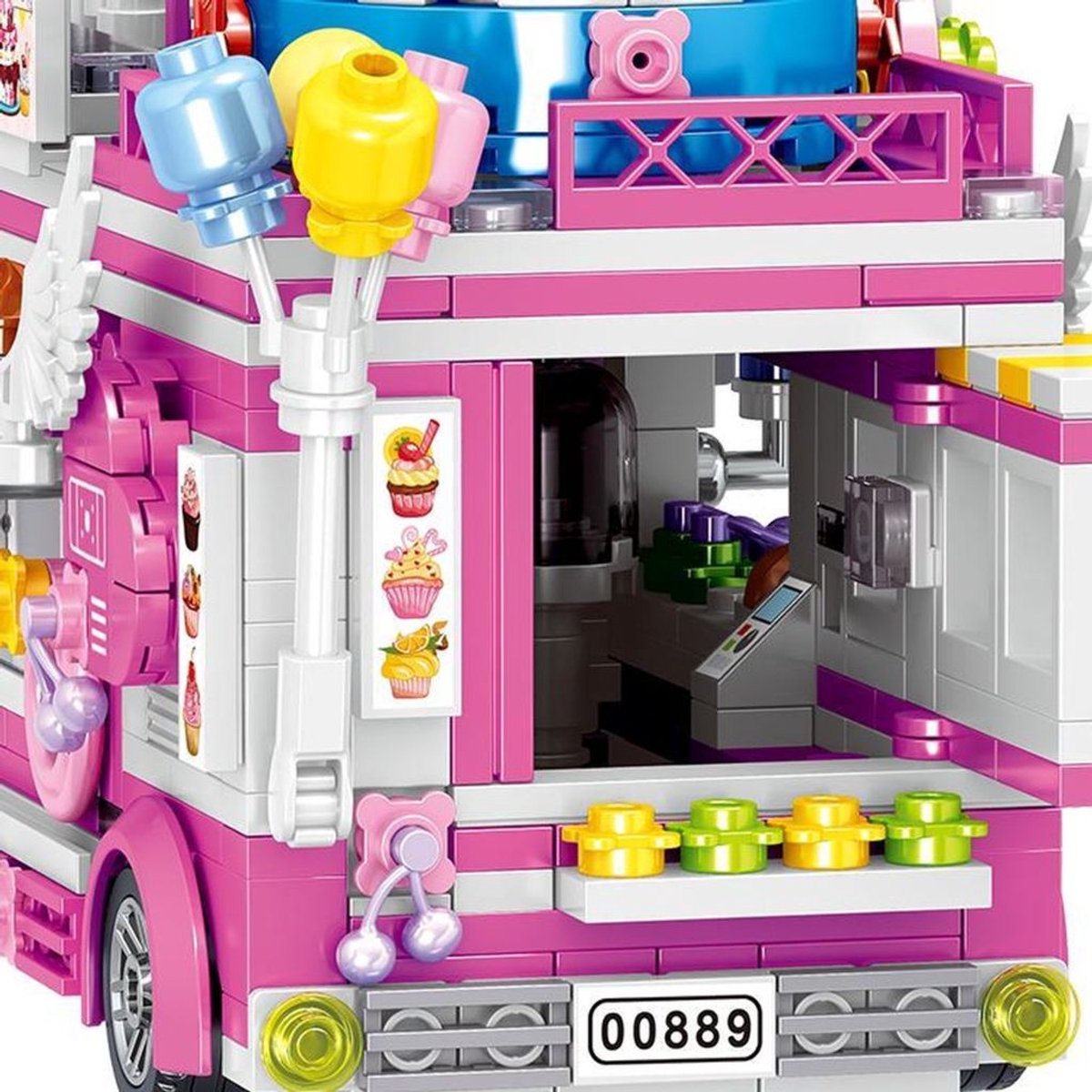 Zhe Gao 00889 Cake truck bouwset | City & friends Adventure | Classic Creator STEM speelgoed knutselen meisjes bouwpakket | Kermis & Pretpark Auto Foodtruck modelbouw voor kinderen & volwassenen | niet geschikt voor Lego | Bouwdoos met 608 bouwstenen — afbeelding 11