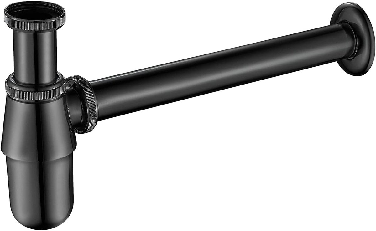 M20505B, Sifon voor Wastafel, 1-1/4 ", Universele Buissifon, 295 mm, Messing Fles, Zwart