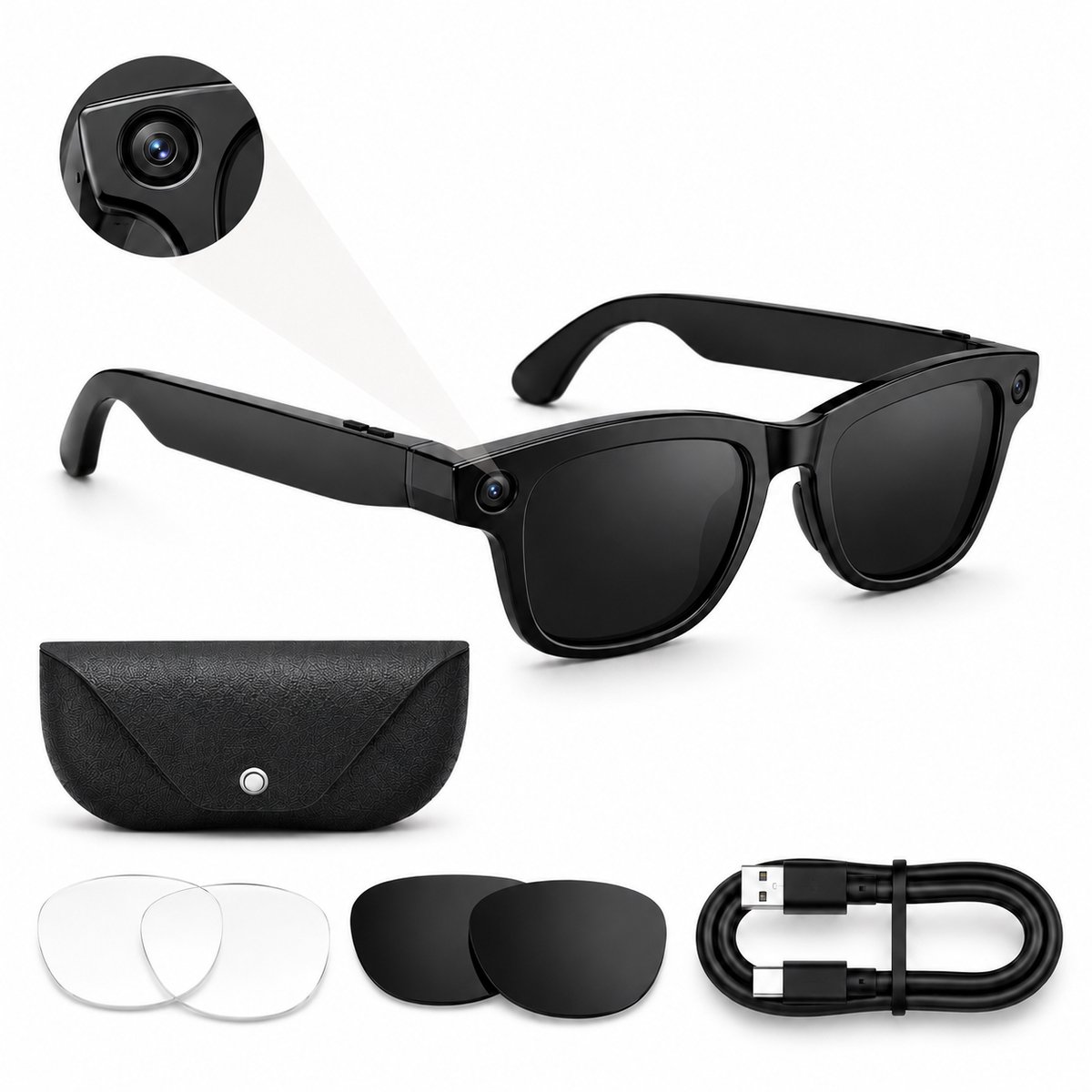 K&L Camera Bril met Foto Camera - 4K HD 13MP video - 30MP Foto – Mini Spy Camera - Smart Bril - NL-app - Oplaadhoes