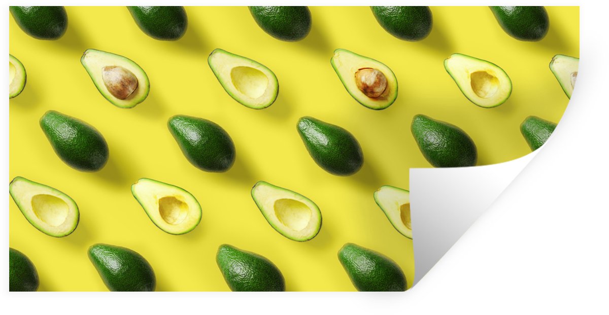 Muurstickers - Sticker Folie - Avocado - Fruit - Geel - 120x60 cm - Plakfolie - Muursticke
