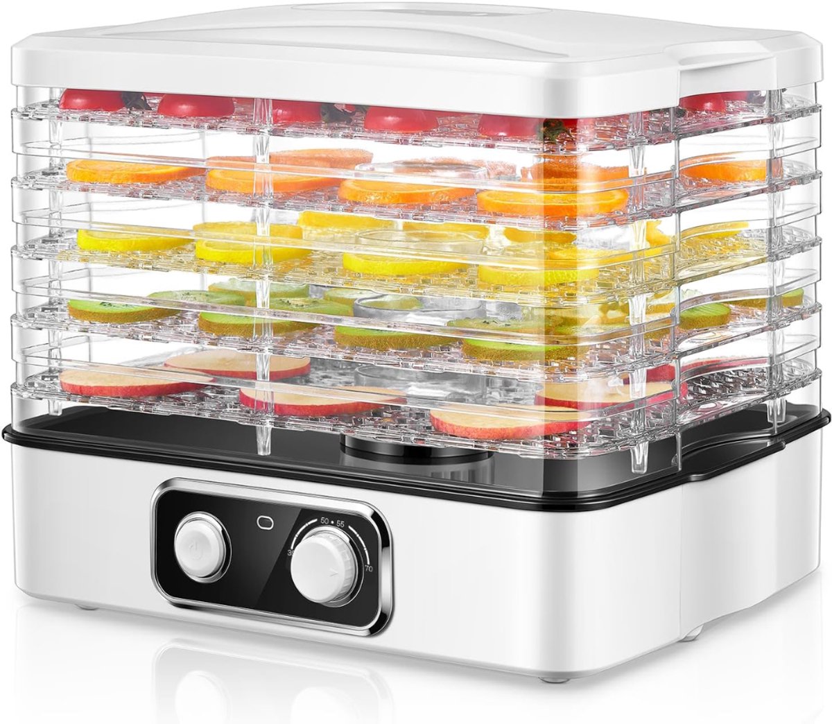 Ploutos® Voedseldroger - Compacte Droogoven en Voedseldroger – Universele Dehydrator – Wit 32cm x 25cm x 25cm