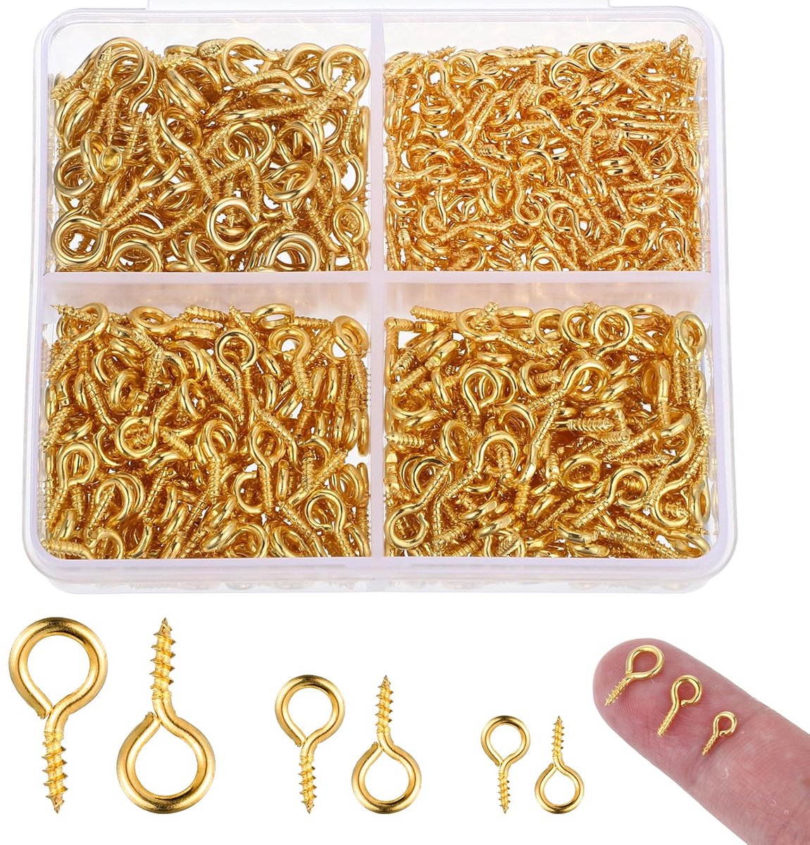 600 stukken schroeven, 6 mm, roestvrij staal, kleine schroefhaken, ringschroeven, oogschroeven, houten schroefdraad, voor do-it-yourself kunst, ambachten, sieraden