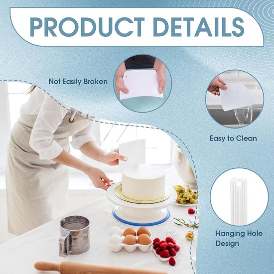 Spatels, deegkaart, spatel, deegsnijder, pizzaspatel, kunststof spatel, keuken, deegspatel, flexibele set, crèmeschraper, flexibele deegschraper met handgreep, voor bakken, cake, fondant — afbeelding 2